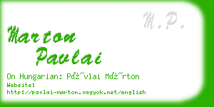 marton pavlai business card